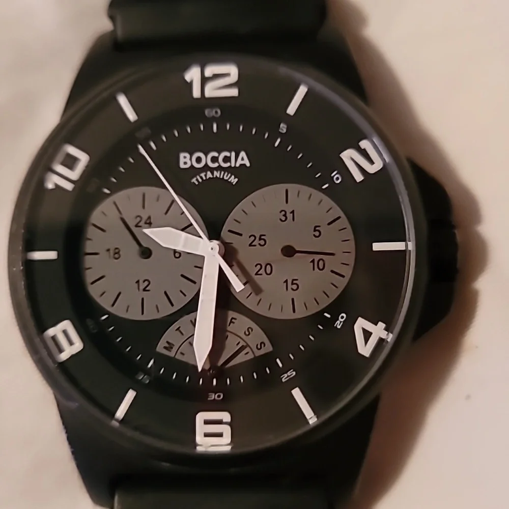 Mens Boccia id.‎ Titanium Chronograph Watch 3 Working Subdials Black & Grey
